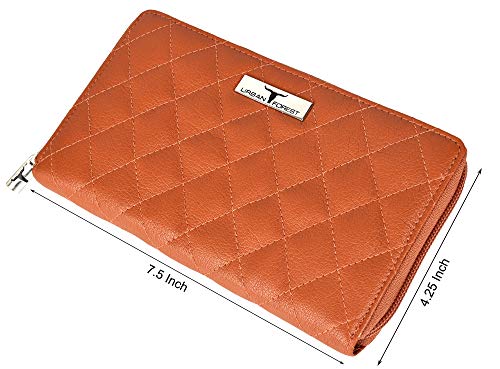 URBAN FOREST Grace Quilted Orange Leather Wallet/Clutch/Purse for Women