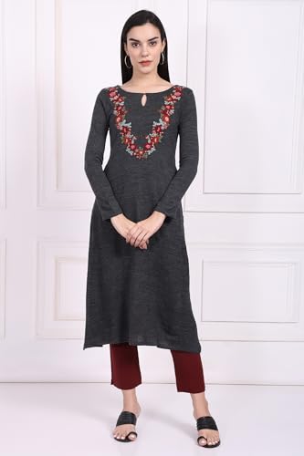 W for Woman Maroon Solid Straight Pant - (W62077-224548-XL)