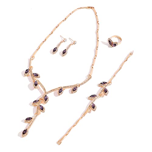 SOHI Gold Plated stones Designer Jewellery Set, Necklace, Earrings, Bracelet & Ring | Indo-western jewellery set for women, gold plated jewellery set for women traditional, Alloy |7220