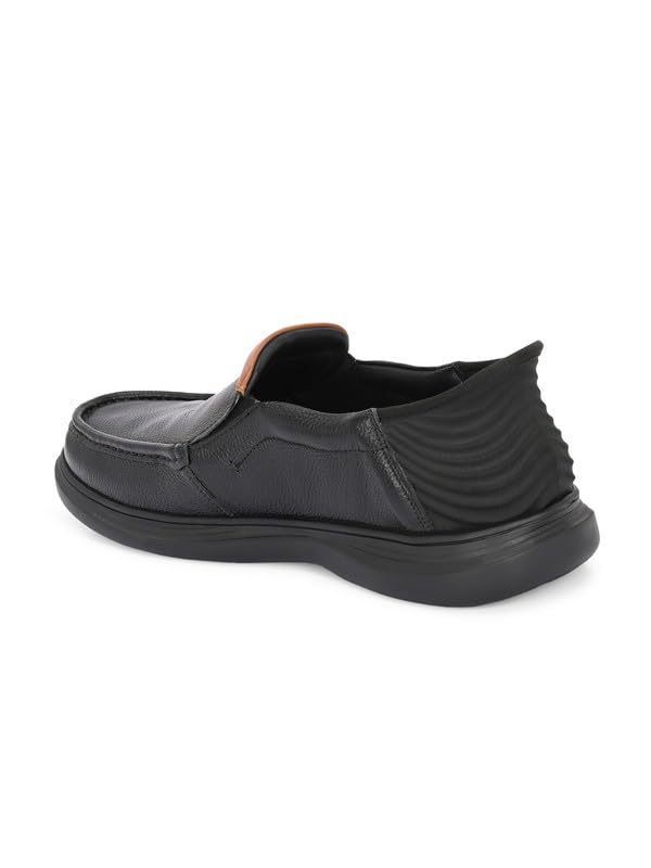 HITZ Men's Black Leather Formal Slip On Shoes - UK 6