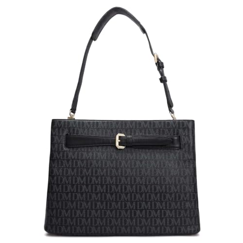 Da Milano Leather Shoulder Bag for Women - Beige & Black (LB-02225)