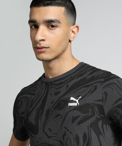 Puma Men's Graphic Print Slim Fit T-Shirt (676041_Asphalt-White