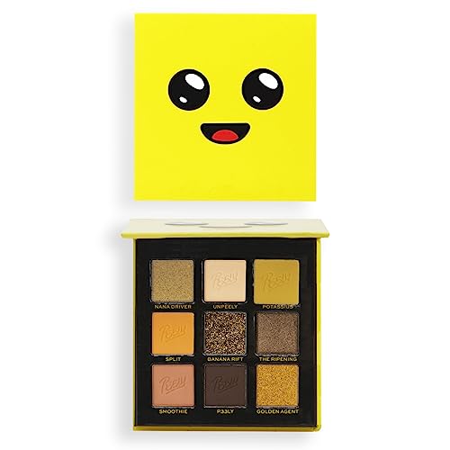 Makeup Revolution-X Fortnite-9 Pan Shadow Palette- Peely | Unpeel high-impact looks |Pops of Peely's signature yellow |Featuring smokey shimmers & cream mattes |A travel-friendly, cute palette | 9gm