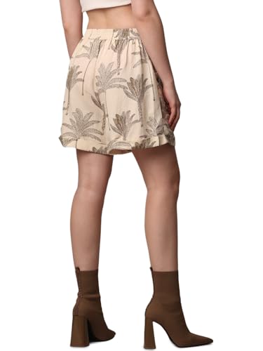 ONLY Women Regular Fit High-Rise Beige Shorts