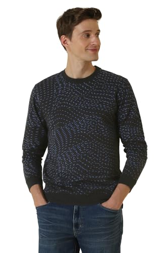 Men Black Crew Neck Full Sleeves Casual Sweatshirt