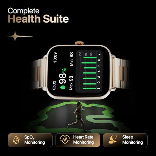 Fire-Boltt Ninja Blaze Smart Watch, Stainless Steel Strap & Steel Body, 1.83” Display Bluetooth Calling Built-in Mic & Speaker, 120+ Sports Modes, Smartwatch for Man and Woman Rose Quartz