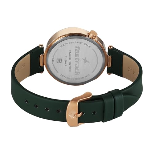 Fastrack TIK Tok 5.0 Quartz Green Shaped Dial Women's Watch | Leather Strap Material | Watches for Women Analog - 6319WL02