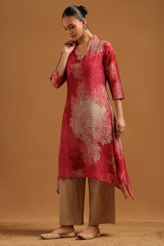 Soch Womens Deep Red Linen Paisley Print Co-Ords Set