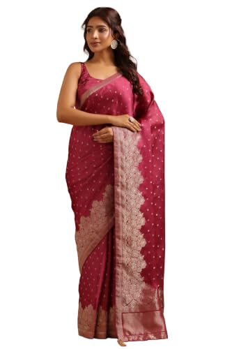 Soch Womens Lavender Satin Zari Woven Saree