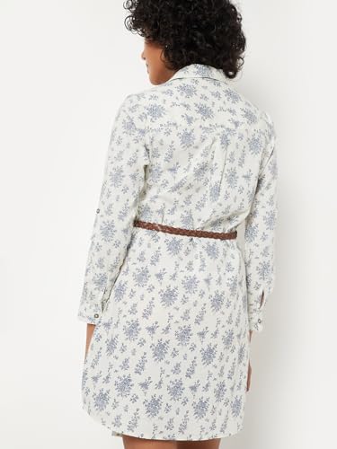 Max Women Floral Print Shirt Dress (Beige_L)