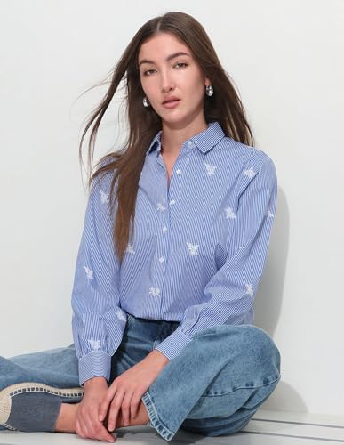 Relaxed Striped Shirt with Embroidery