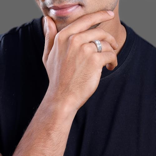 GIVA 925 Silver Classic Stud Ring For Him, Adjustable | Gifts for Men and Boys | With Certificate of Authenticity and 925 Stamp | 6 Months Warranty