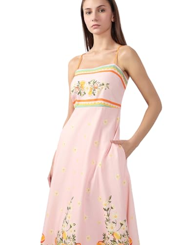 VERO MODA Women's Fit and Flare Pink Dress
