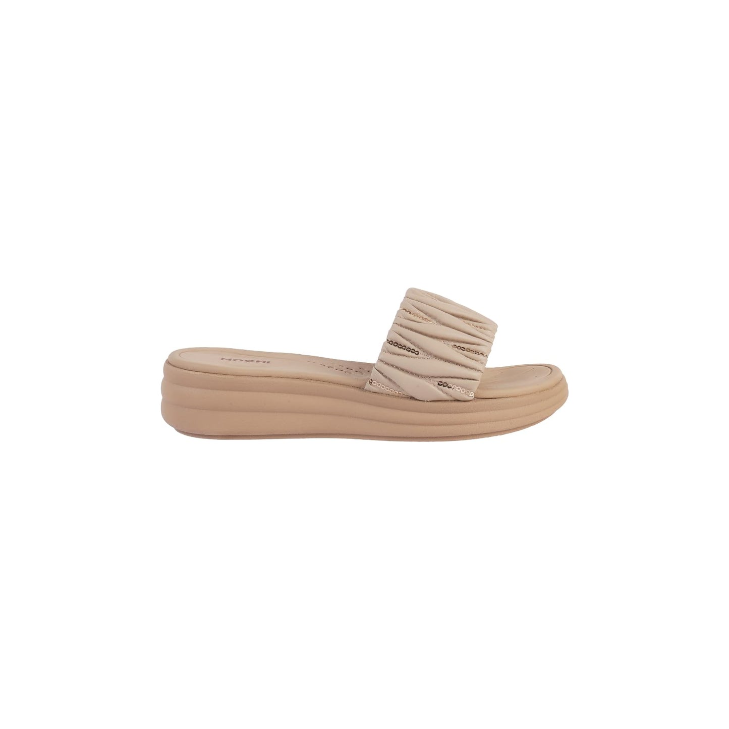 Mochi Women Beige Wedge Heel Fashion Slip-on Sandal UK/7 EU/40 (41-289)