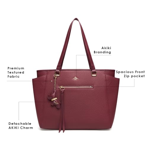 Akiki London Women's Cambridge Tote Handbag | Upto 15 Inch Laptop | Tote Bag for Work | Ladies Purse | Stylish Shoulder Bag | Gift for Women