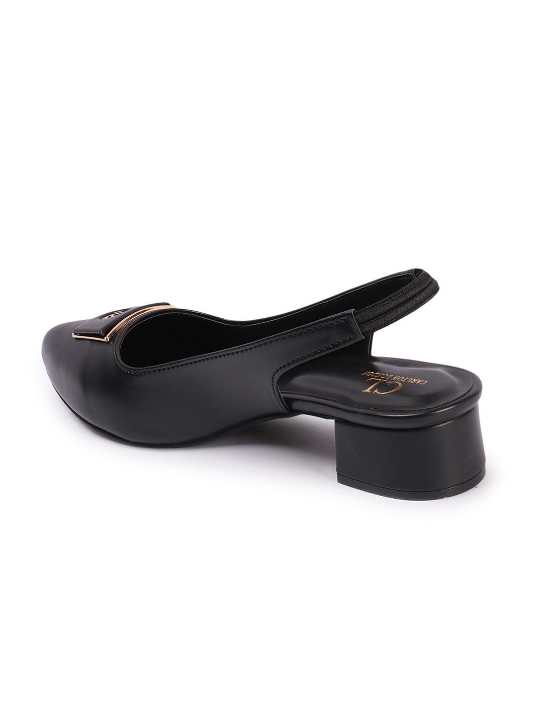Carlton London Women Black Stylish Backstrap sandal for Casual Wear, Party and Formal use with Block Heels (40)