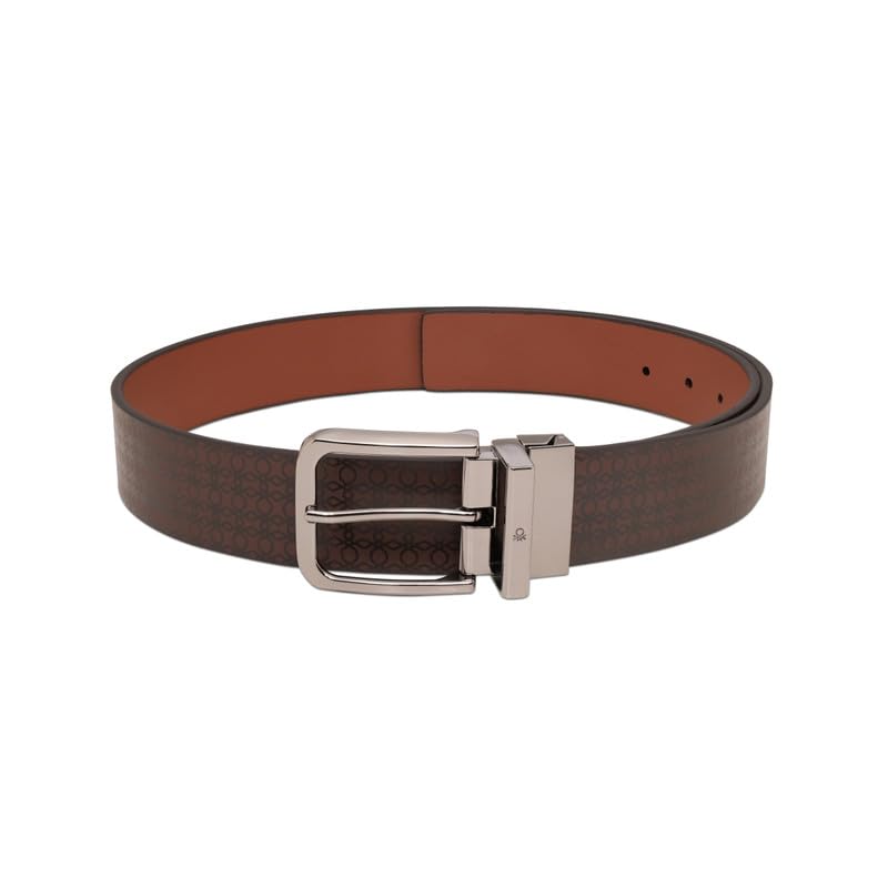 United Colors of Benetton Men's Reversible Leather Belt Elkin | Color - Chocolate+Tan | XL 110Cm | Formal & Casual | Ideal For Gifting