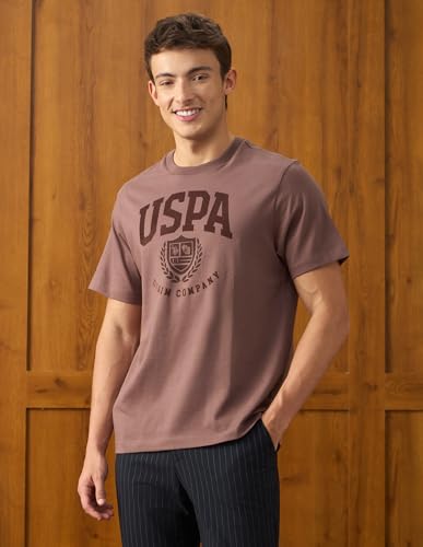 U.S. Polo Assn. Denim Co. Men's Brand Printed Relaxed Fit T-Shirt (UDTSH4192_Peach_L)