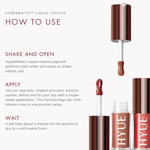 HYUE HydraMatte™ Liquid Lipstick | The Signature Set: Corallina, Biscotti Hottie, Terracotta Tease, Mauve-licious, Fine Wine | 11ml | Soft-Matte Long-Wear | with Jojoba, Almond & Gooseberry Extracts