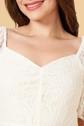 Women Honey Off-White Dress Slim Fit,Off White,XXL