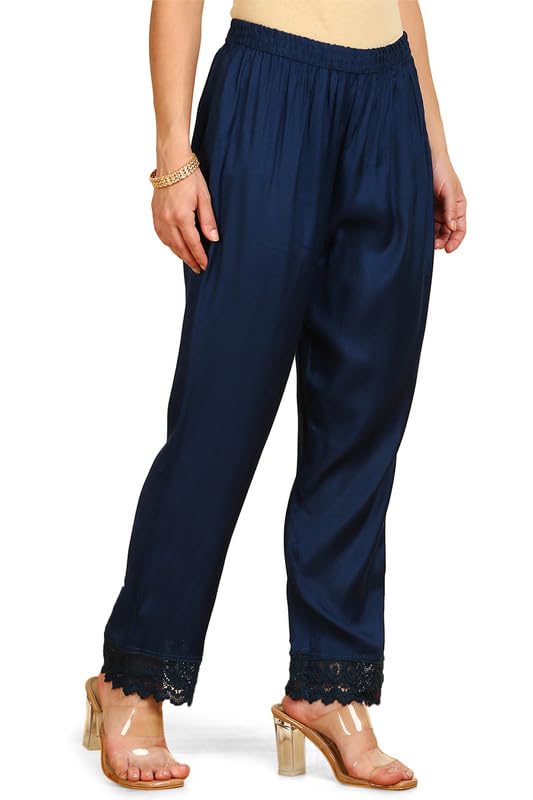 Soch Womens Blue Abstract Print Chinon Suit Set with Faux Mirrors & Sequins