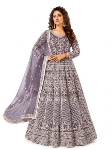 RUDRAPRAYAG Net And Santoon Anarkali Gown for Women | Semi Stitched Embroidered Gown for Women 2026 | Long Gown | Gown in Clothing & Accessories