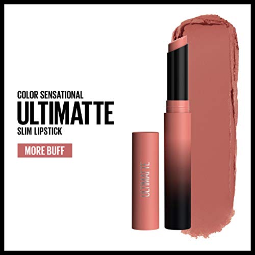 Maybelline New York Color Sensational Ultimatte Matte Lipstick, Non-Drying, Intense Color Pigment, More Buff, Pink Beige, 0.06 oz