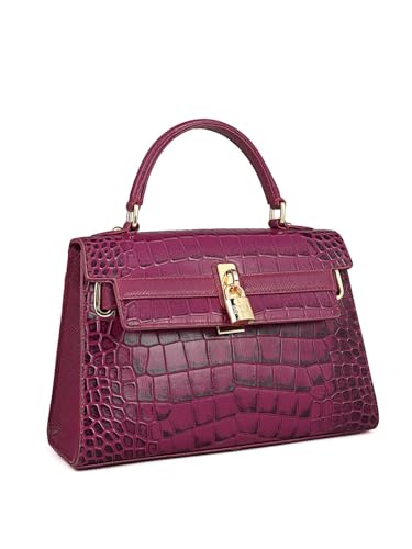 Da Milano Genuine Leather Purple Satchel (01298) (Small)