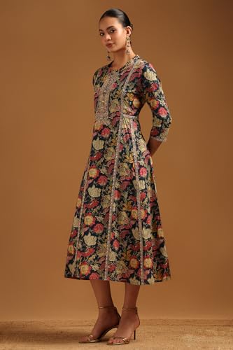 Soch Womens Blue Pure Cotton Botanical Dress