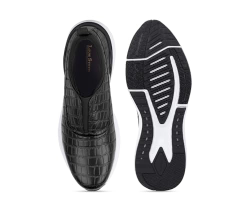 LOUIS STITCH Men's Sneakers Shoes Casual Sneaker for Men Patina Finish Cushion Sole Breathable Inner-Black (CCELJB) (Size- 6UK)