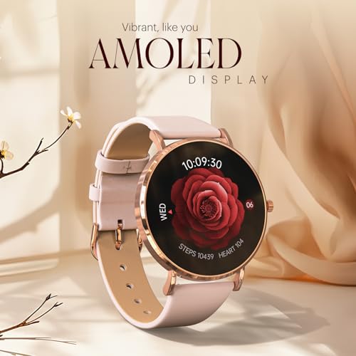 Noise Diva 2 Fashion Smart Watch for Women - Sleekest Dial, 36mm AMOLED Display, Snug Fit, Improved Female Cycle Tracker, BT Calling, Sleep Tracking, AI Voice Assistant, Password Protection(Rose Pink)
