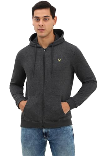 Allen Solly Men's Cotton Hooded Neck Sweatshirt (ASSTQRGFJ60905_Grey