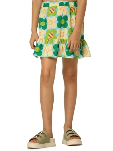 VERO MODA Girls Cotton Green A-Line Skirt