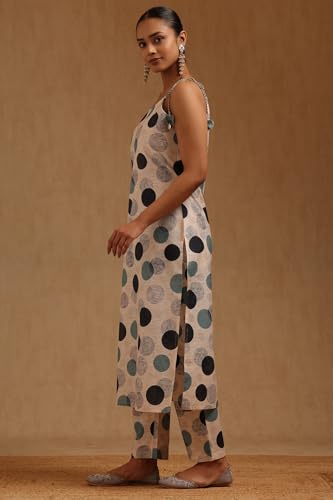 Soch Womens Cream Linen Geometric Printed Co-Ords Set