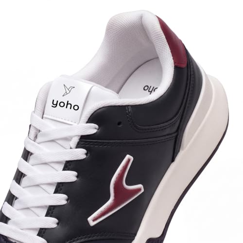 YOHO Men's Low Top Sneakers Blazer Classic | Stylish & Comfortable | Lace Up Casual Shoes for Man/Gents | Classic Black - UK 7