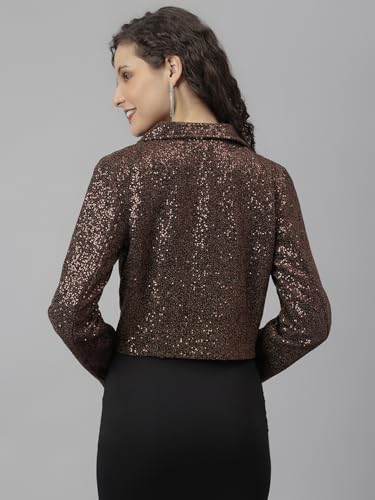 Latin Quarters Women's Copper Full Sleeve Sequins Party Jacket