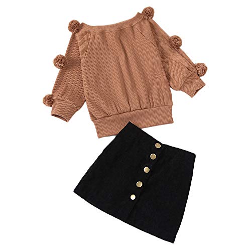 Hopscotch Polycotton Girls Solid Skirt Set In Brown Color For Ages 3-4 Years