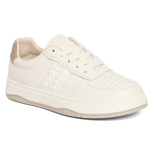 ROSEMEAD Women Casual Sneaker Shoes | Stylish and Comfortable | Lace-Up Style Offwhitebrown_UK- 7