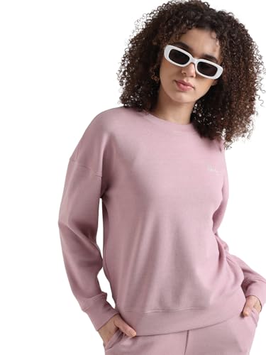 ONLY Women's Cotton Blend Round Neck Sweater (15334937-Dawn Pink_Dawn