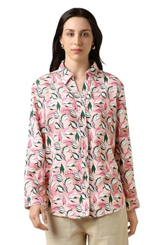 Allen Solly Women Pink Printed Long Sleeves Shirt