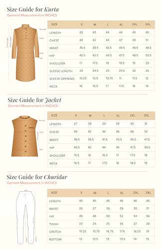 Manyavar Men's Linen Blend Mirror Work Kurta Jacket Churidar Set(Natural,M)