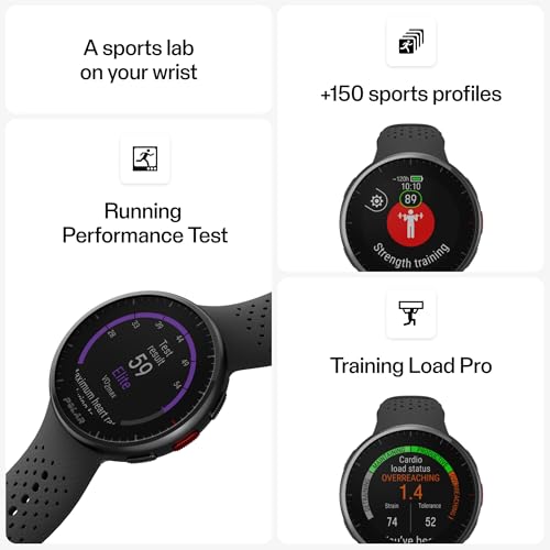 Polar Pacer Pro - Advanced GPS Running Watch - Ultra-Light Design & Grip Buttons - New Training Program & Recovery Tools, Grey-Black