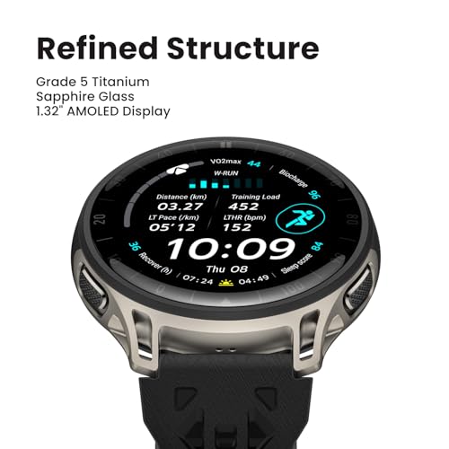 Amazfit Cheetah 2 Pro 48mm GPS Running Smartwatch, 1.32" AMOLED Display, Sapphire Glass, Ti Case, 32GB Storage, 20 Days of Battery, 5 ATM, Flashlight, Offline Maps, 170+ Sports for Android & iPhone