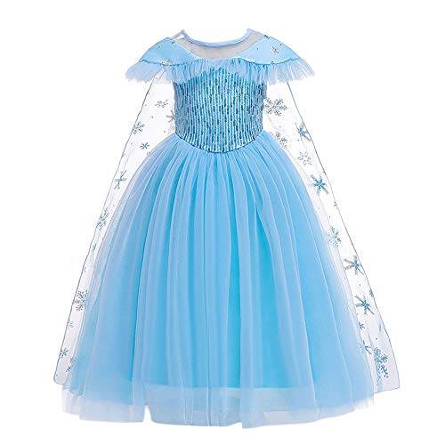Hopscotch Girls Sequin Embellished Floor Length Ball Gown In Blue Color For Ages 6-7 Years