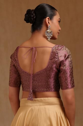 Soch Womens Onion Pink Tissue with Zari Woven Padded Blouse