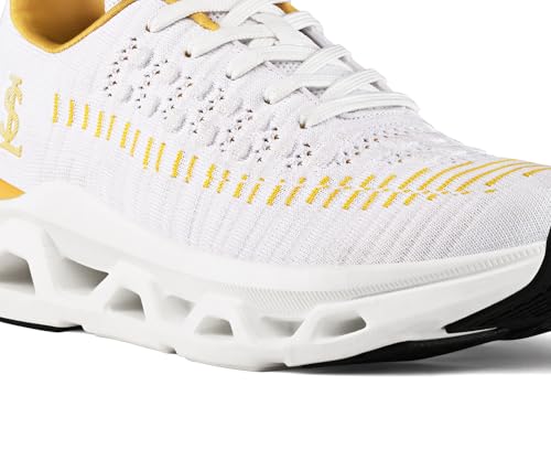 LOUIS STITCH Men’s Cosmic Yellow Lightweight Knitted Athleisure Sport Shoes | Casual Lace-Up Sneaker and Athleisure Wear | Perfect for Casual, Gym & Travel Wear | LS-AT-RFKN | UK-8