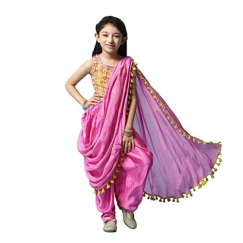 BIBA Girl's Cotton Printed Relaxed Salwar Suit Set (Kw5147_Violet_7)