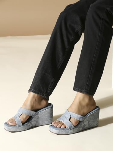 Inc.5 Womens Blue Casual Solid Round Toe Wedge Heels