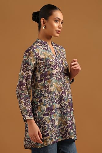 Soch Womens Purple Silk Berry Floral Tunic