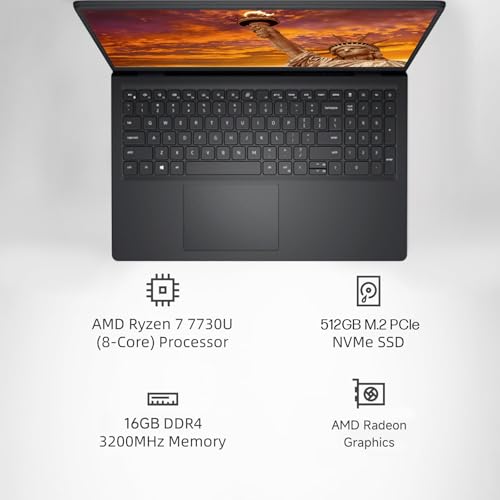 Dell Inspiron 15.6" FHD Touchscreen Laptop Computer, Windows 11 Pro, AMD Ryzen 7 7730U (8-Core) Processor, 16 GB 3200MHz RAM, 512 GB SSD, LED-Backlit Display, AMD Radeon Graphics, Wi-Fi, HD Webcam